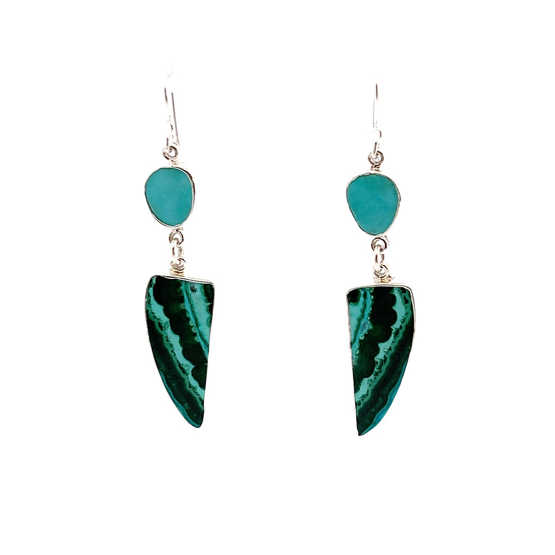 Sterling Silver Turquoise & Azurmalachite Earrings