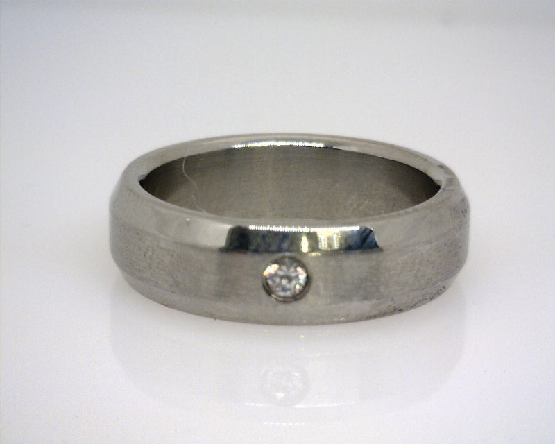 Men's Stainless Steel CZ Wedding Band