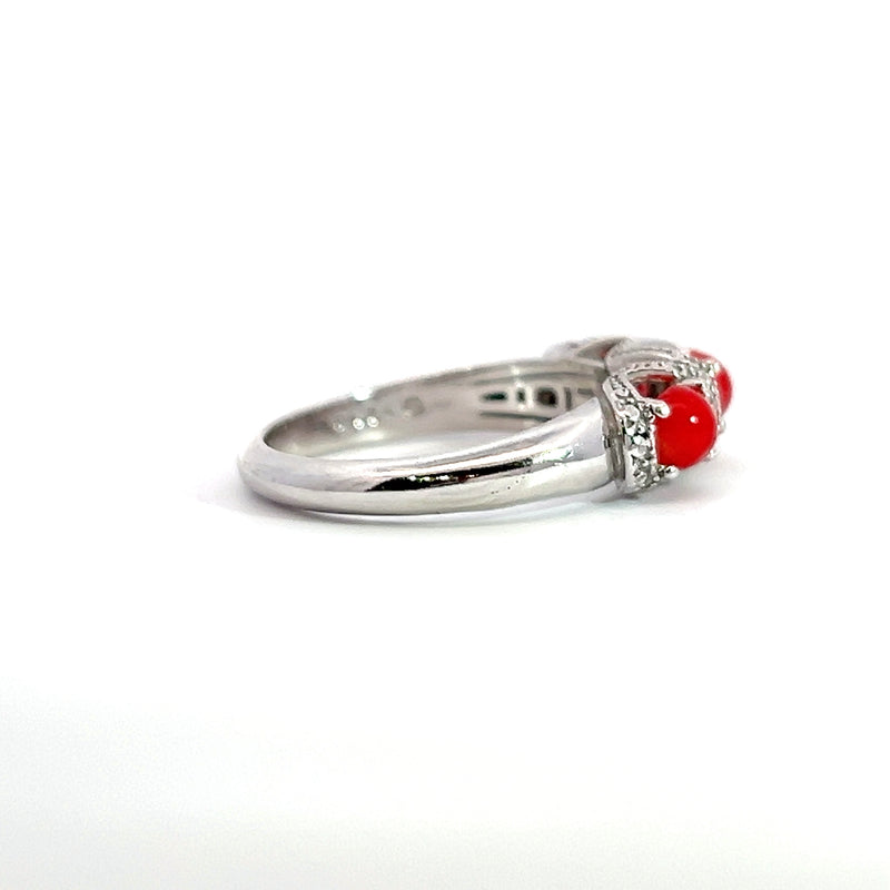 Sterling Silver Coral Ring