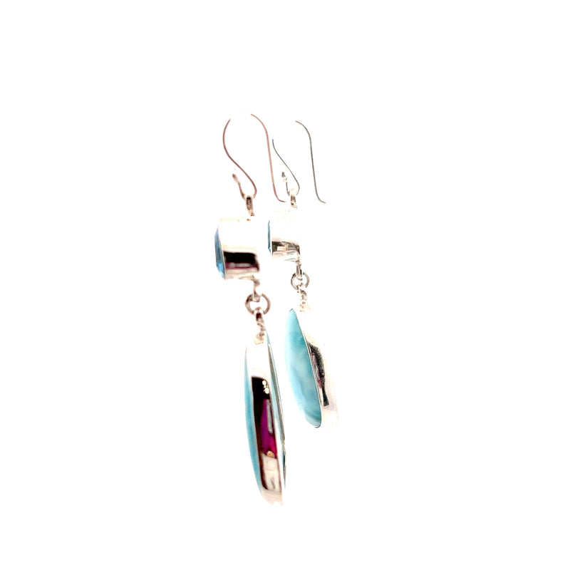 Sterling Silver Blue Topaz & Larimar Earrings