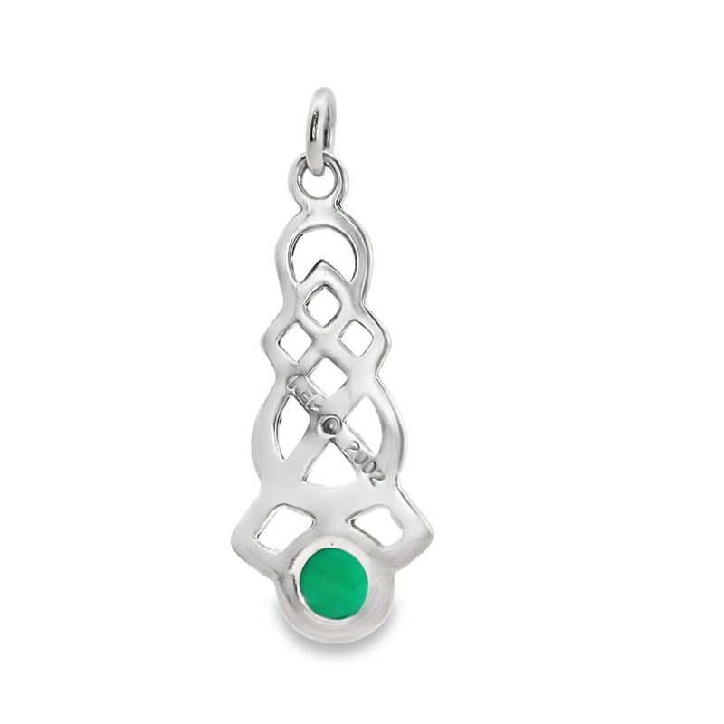 Sterling Sliver Celtic Pendant with Green Agate