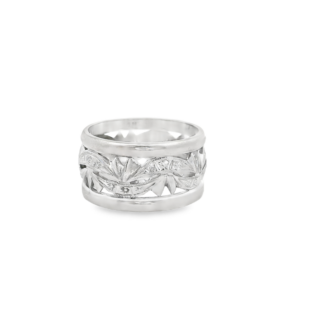 14K White Gold Wide Fashion Ring