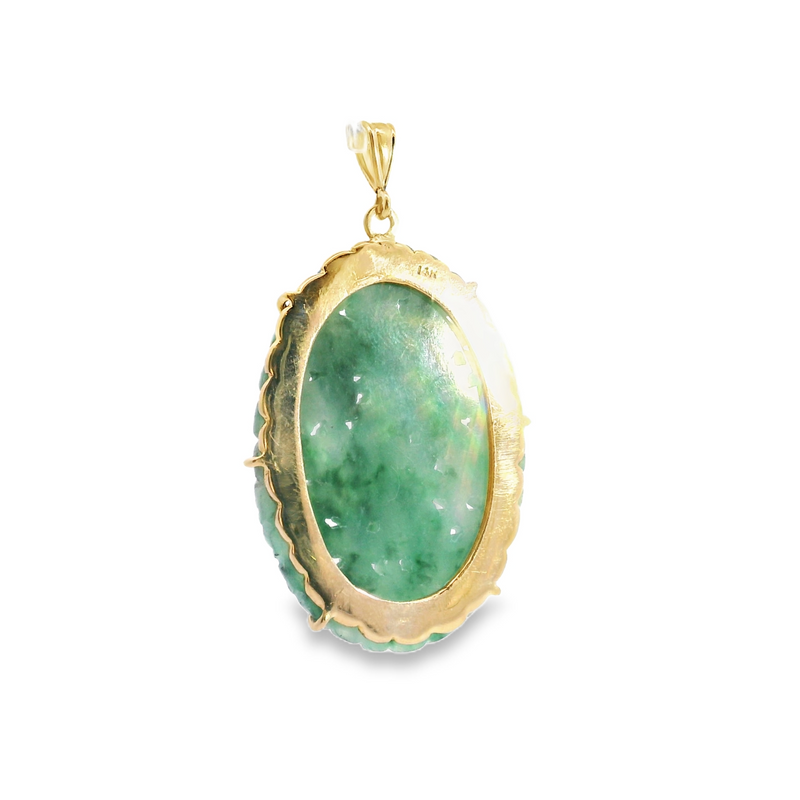 14K YG Carved Jade Pendant