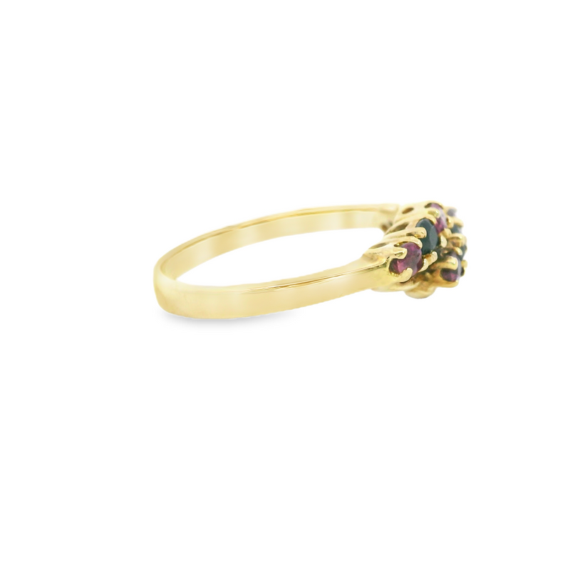 14K YG Ruby & Sapphire Ring Size 5.5