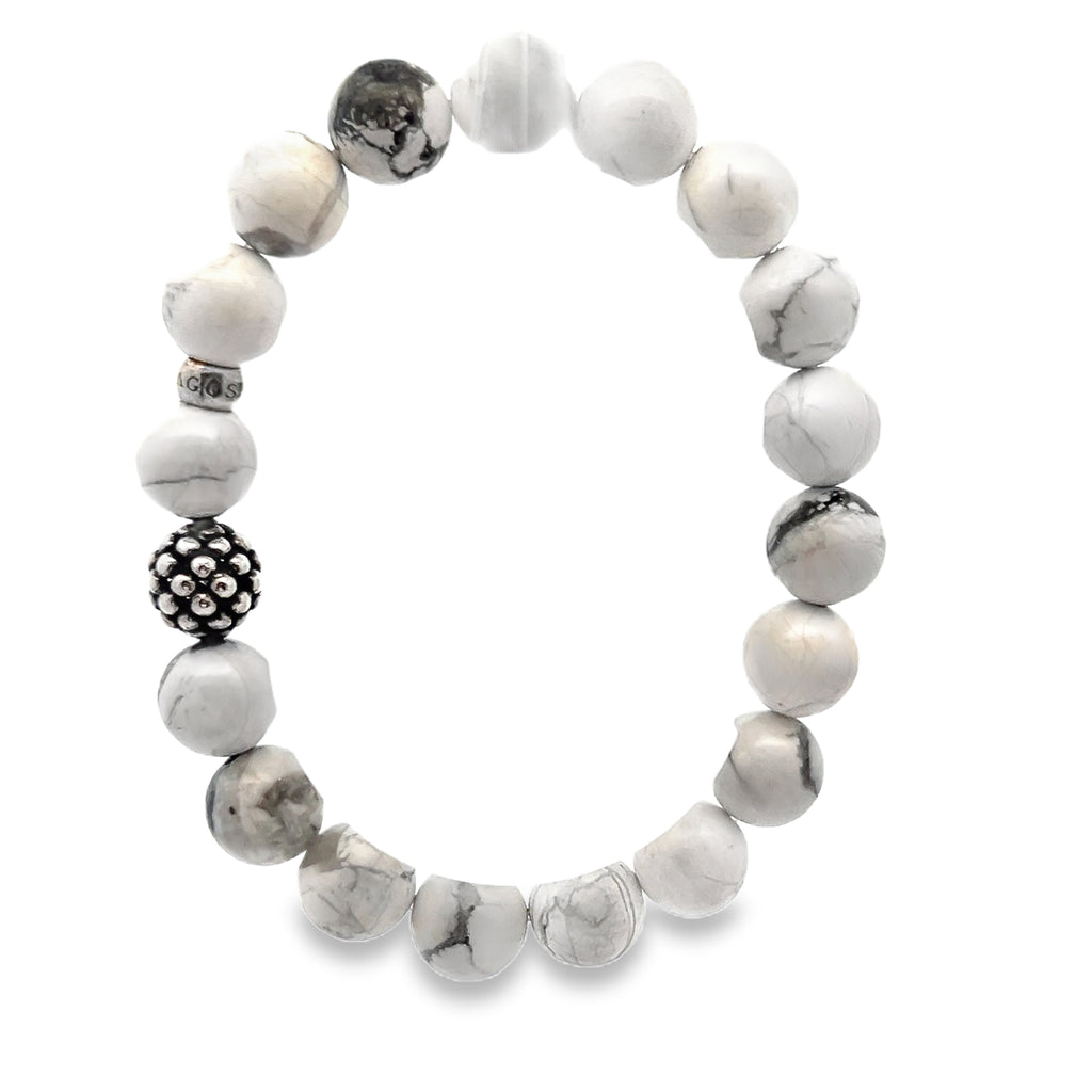 Lagos Caviar Sterling Silver Howlite Stretchy Bead Bracelet