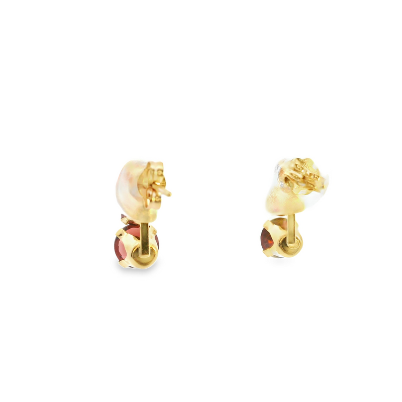 14K YG Garnet Earrings
