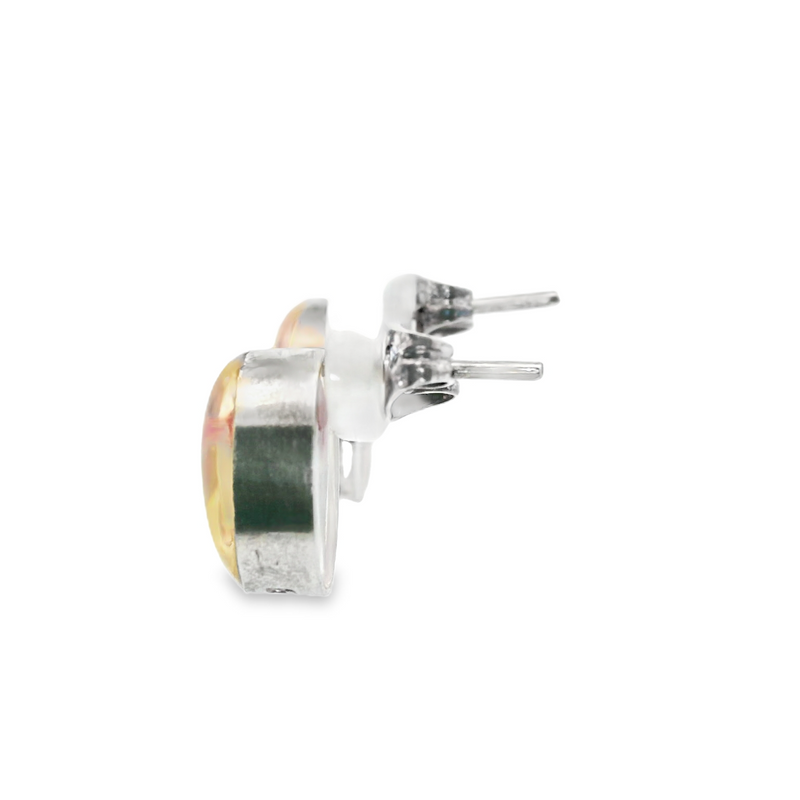 Sterling Silver Rose in Resin Stud Earrings