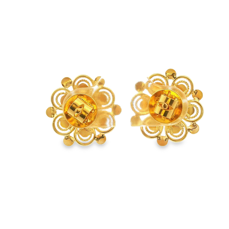 22K Two Tone Gold Earrings