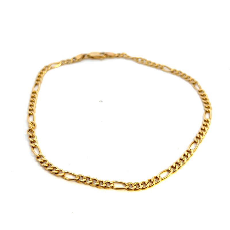 14K YG Figaro Link Bracelet 9