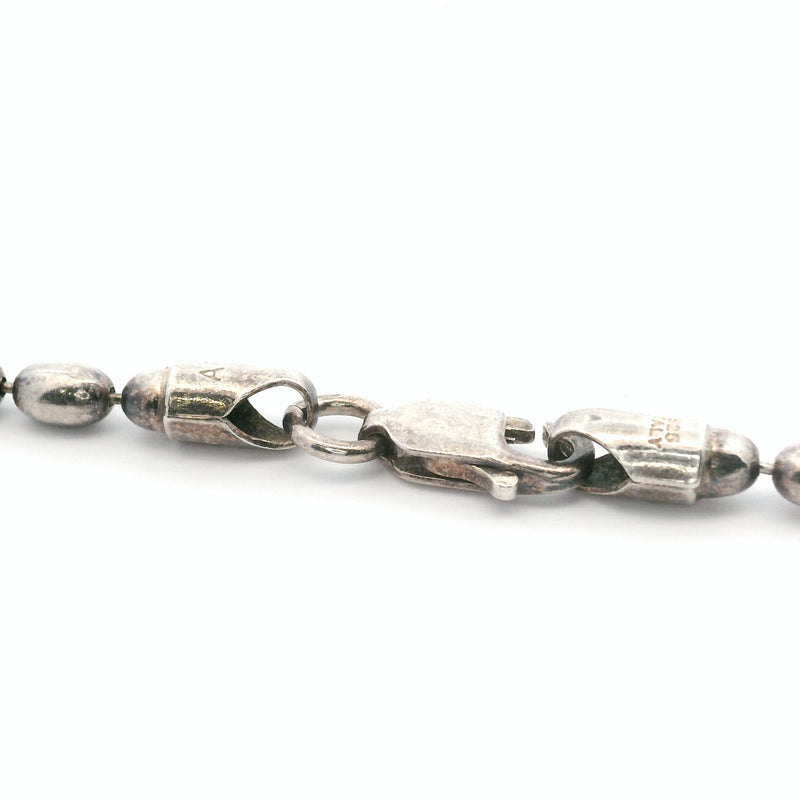 Sterling Silver Elongated Beaded Necklace 24"