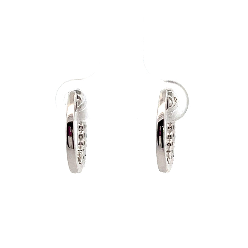 14K WG Sapphire & Diamond Hoop Earrings