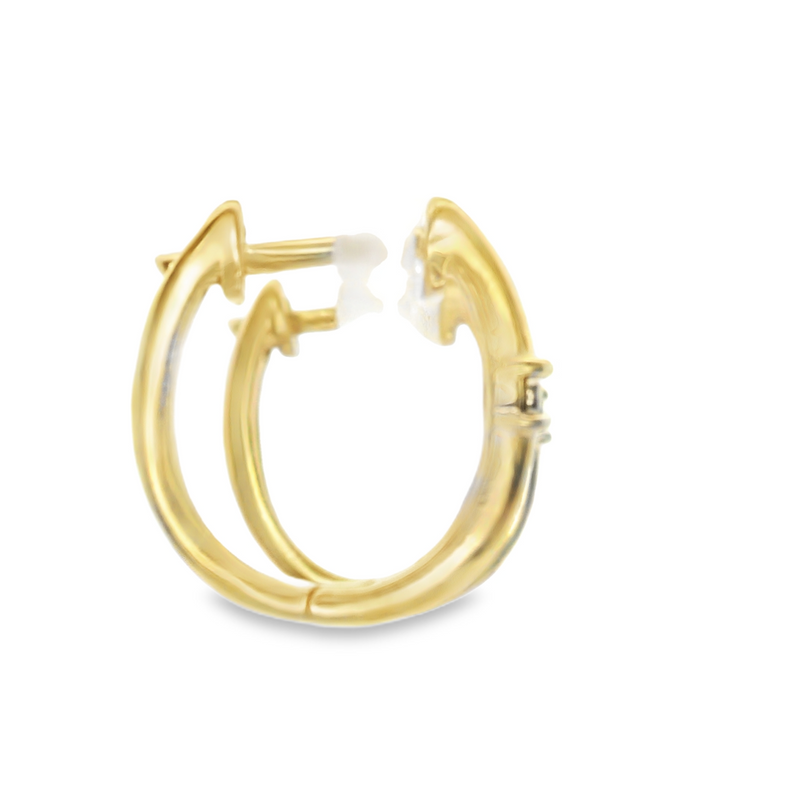 Gold Plated Silver Diamond Hoop Earrings