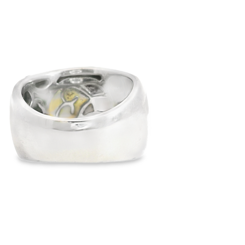 Sterling Silver, Sapphire & Enamel Domed Band