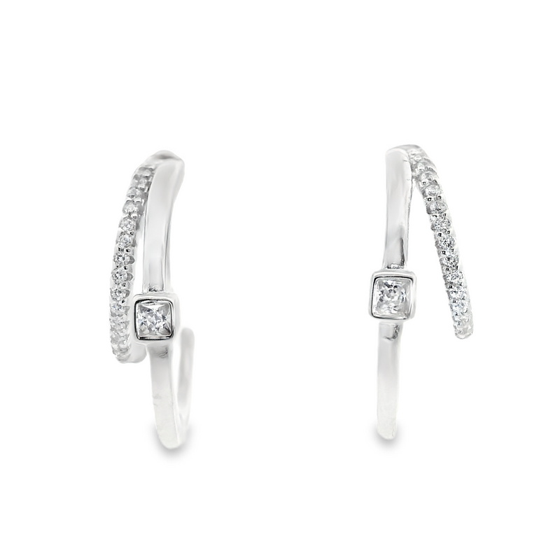 Sterling Silver CZ Hoops