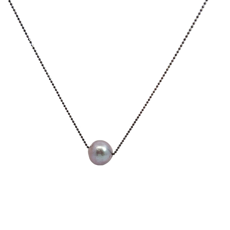 Black Plated Grey Pearl Necklace