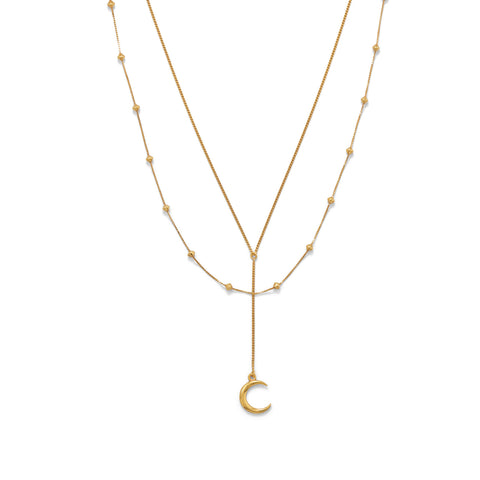 Double Strand Moon Necklace