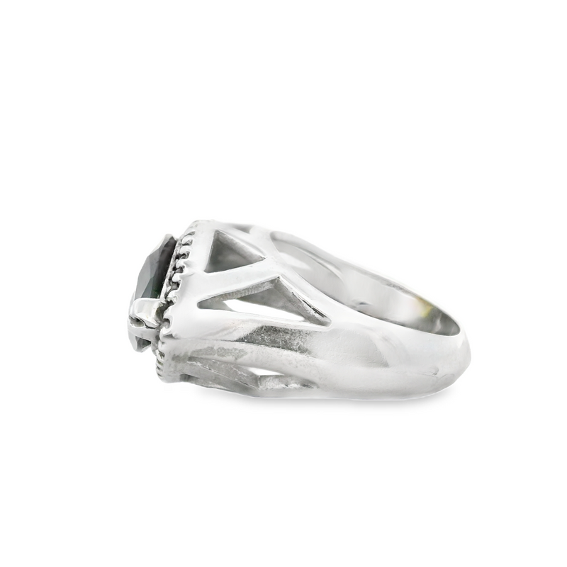 Sterling Silver Green & White CZ Ring Size 7