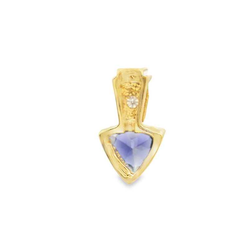 14K YG Iolite & Diamond Pendant