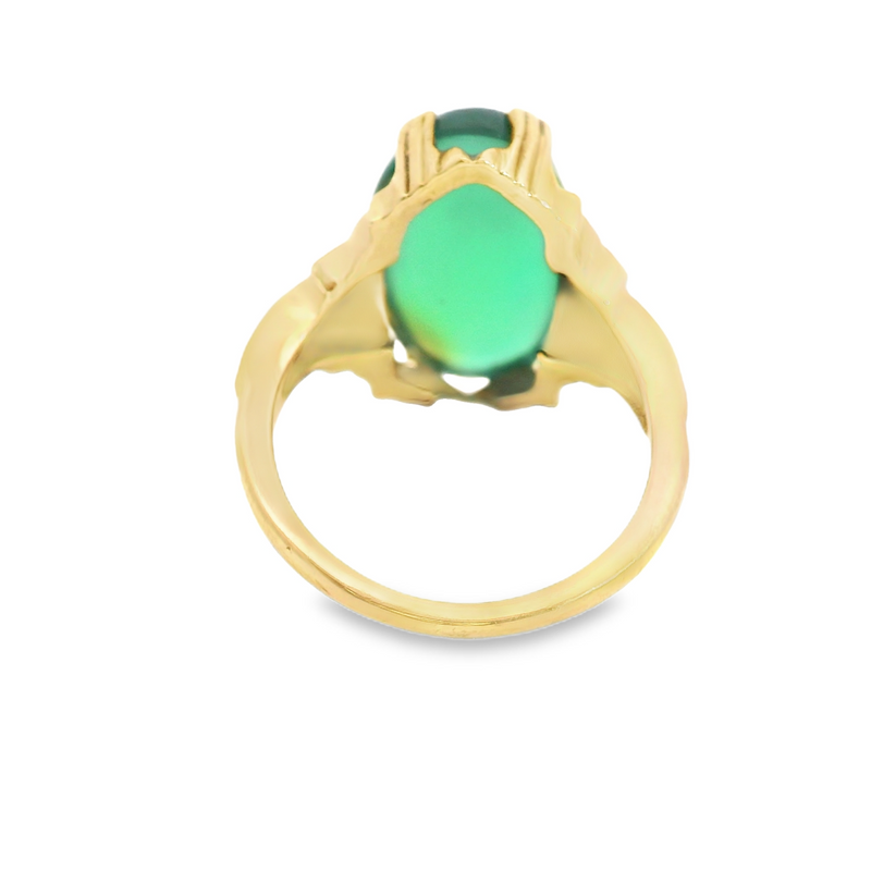 10K YG Green Jade Ring