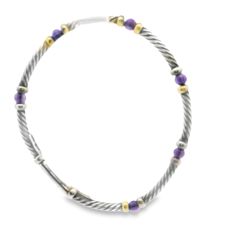 David Yurman Sterling Silver & 14K YG Amethyst Bracelet