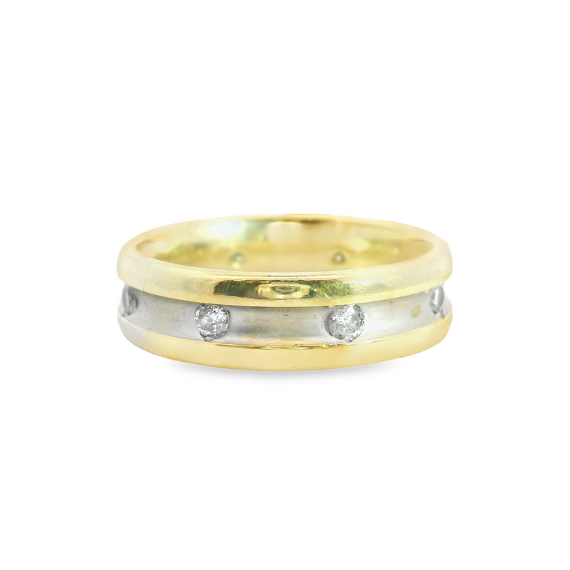 14K Two Tone Diamond Band