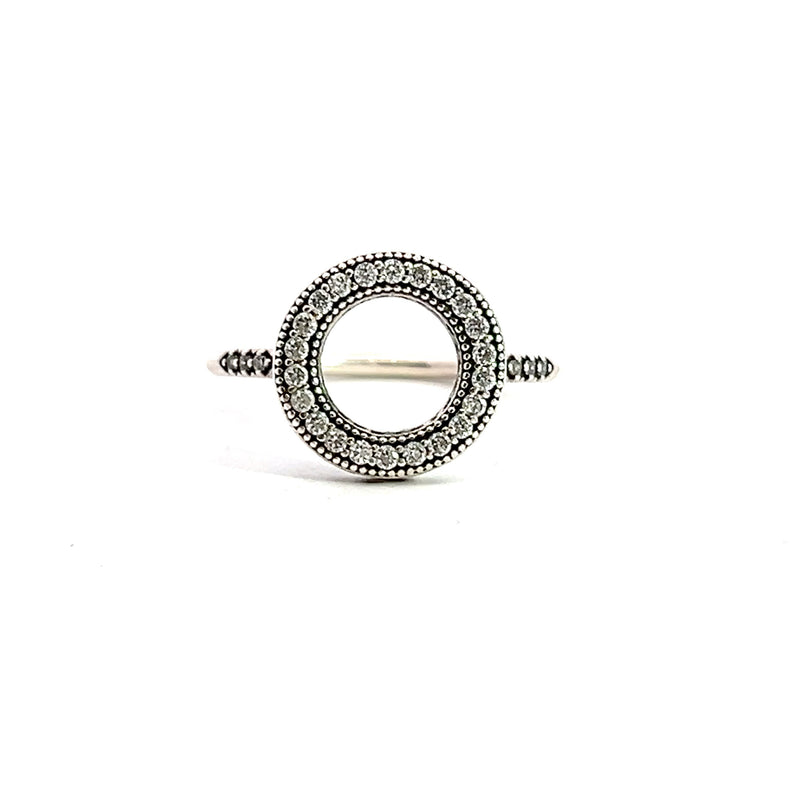 Sterling Silver Circle CZ Ring Size 7