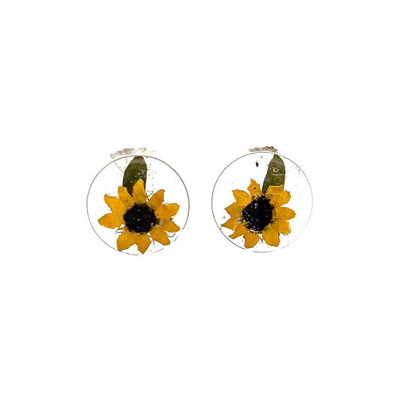 Sterling Silver Sunflower in Resin Earrings
