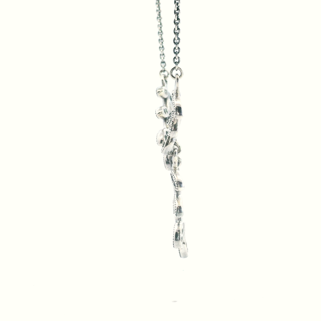 Pandora Sterling Silver Leaf & CZ Necklace 16"