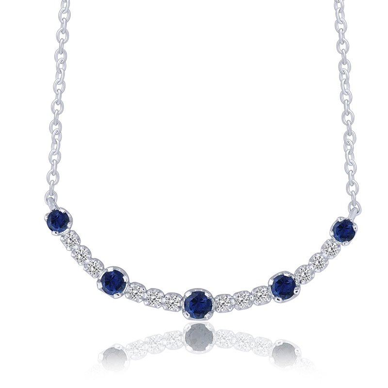 14K WG Sapphire & Diamond Necklace