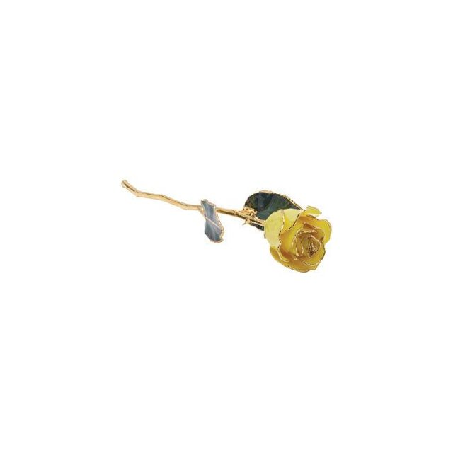 Lacquered Blue Zircon Colored Rose with Gold Trim