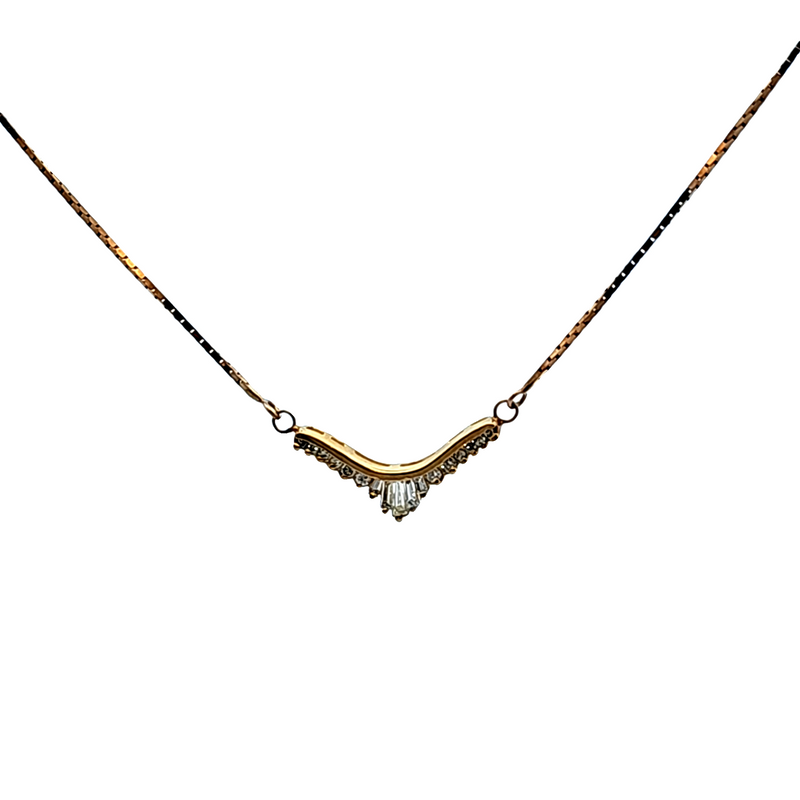14K YG Diamond bar necklace