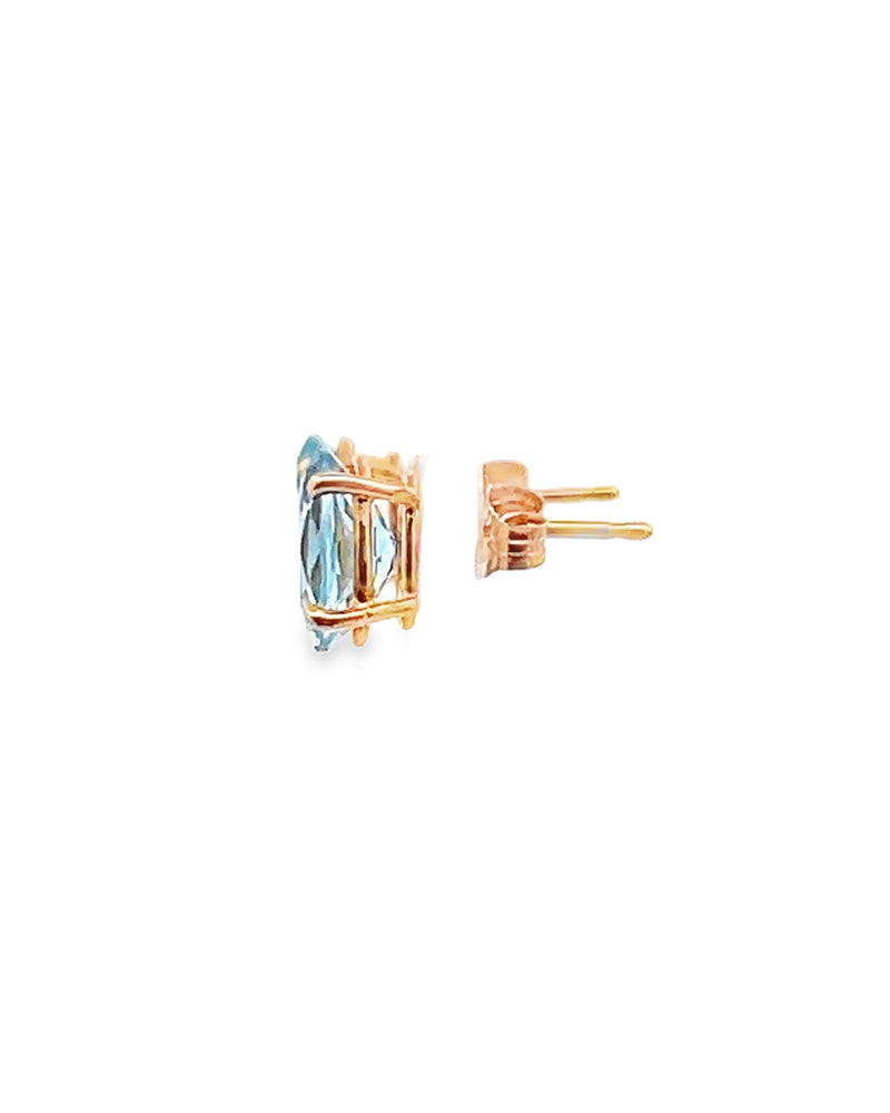 14K YG Aquamarine Stud Earrings 2.4 CT TW