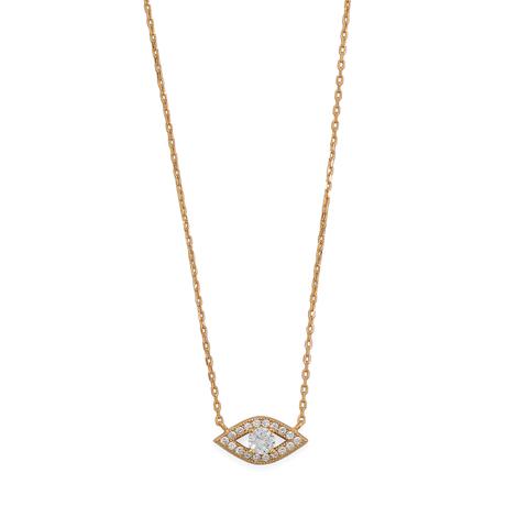 14K YELLOW GOL DPLATED SILVER CZ EVIL EYE NECKLACE