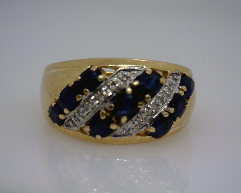 14K YG SAPPHIRE & DIAMOND RING