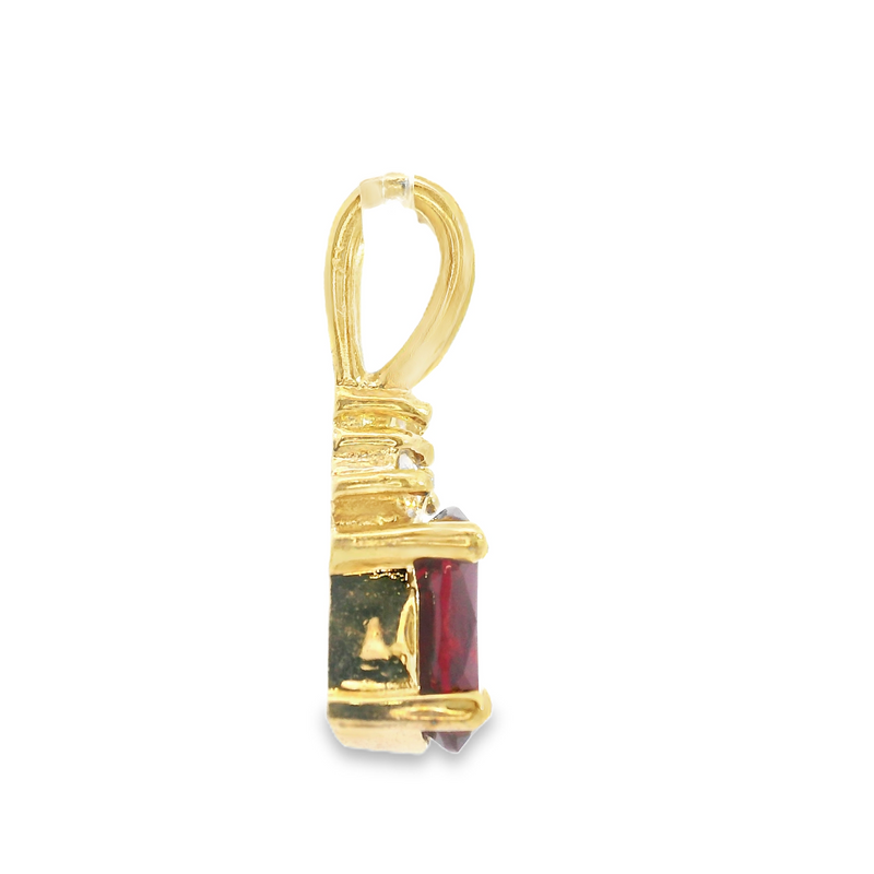 Yellow Gold Plated Lab Grown Ruby Pendant