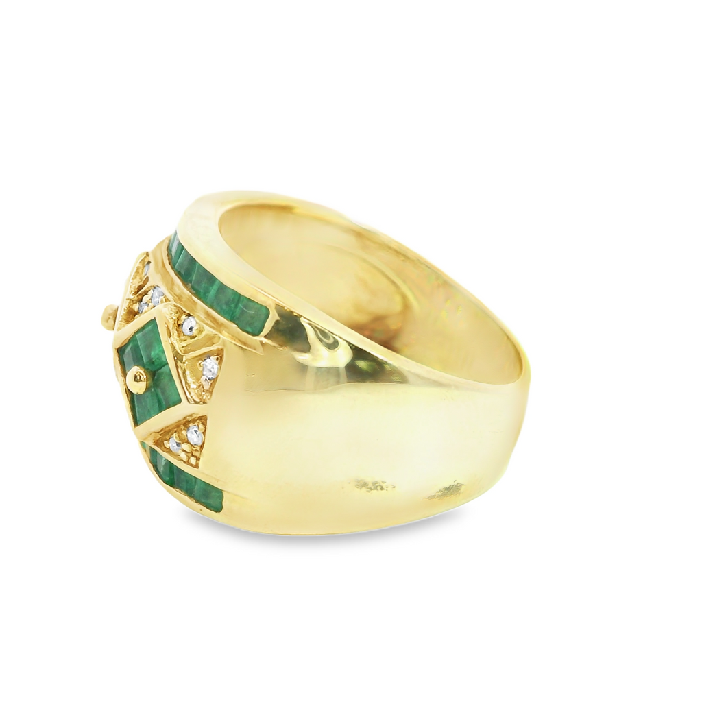 14K YG Emerald & Diamond Ring
