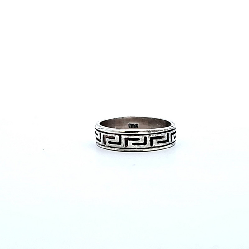 Sterling Silver Greek Key Ring