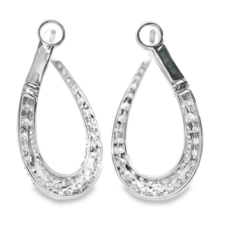 18K WG Pave Diamond Hoop Earrings
