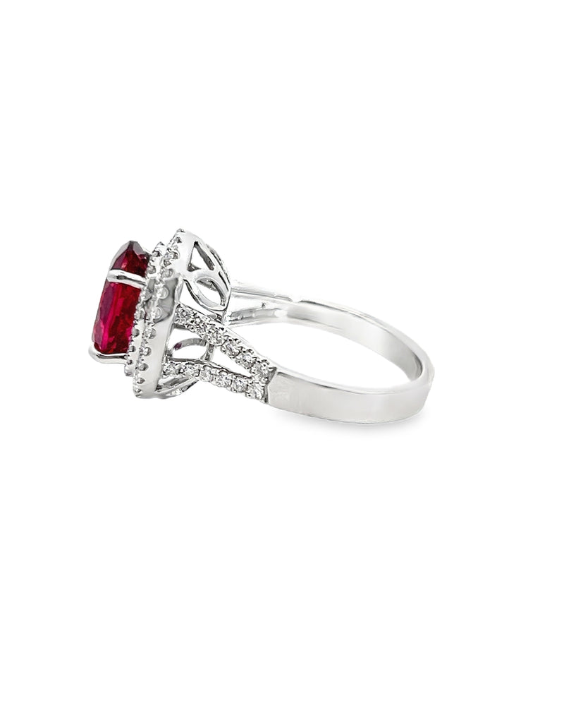 18K WHITE GOLD TOURMALINE/DIAMOND RING