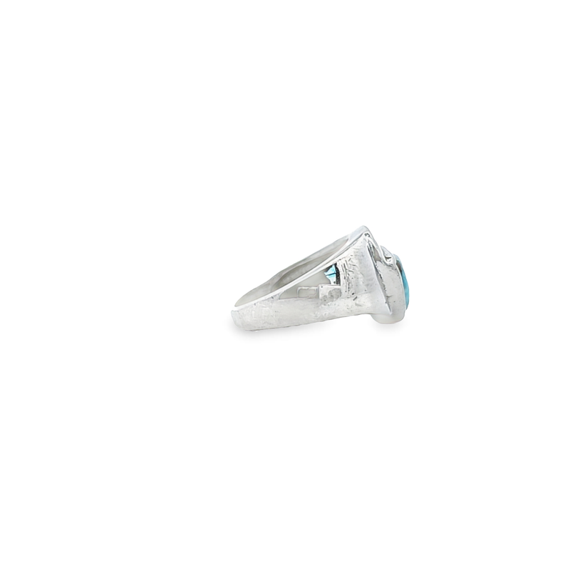 Sterling Silver Larimar & CZ R