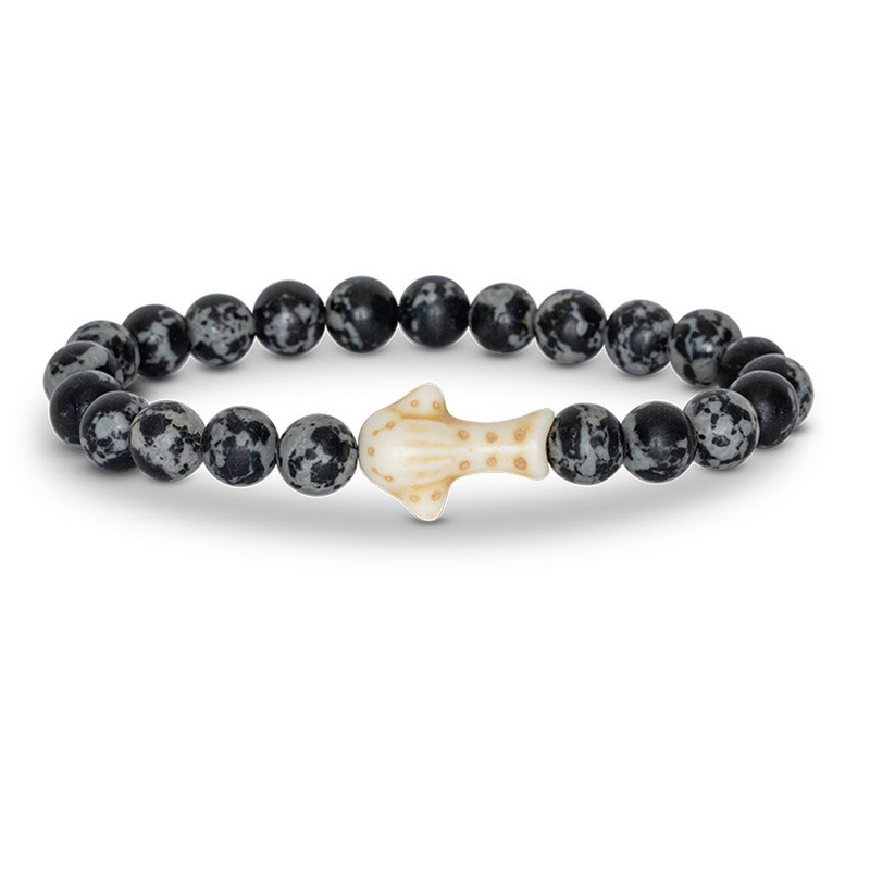 Whale Shark Tracking Bracelet in Black Ocelli Stone