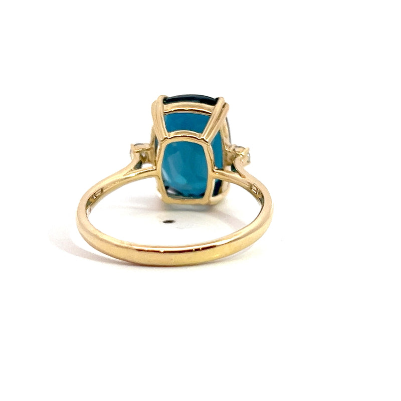 14K YG London Blue Topaz & Diamond Ring