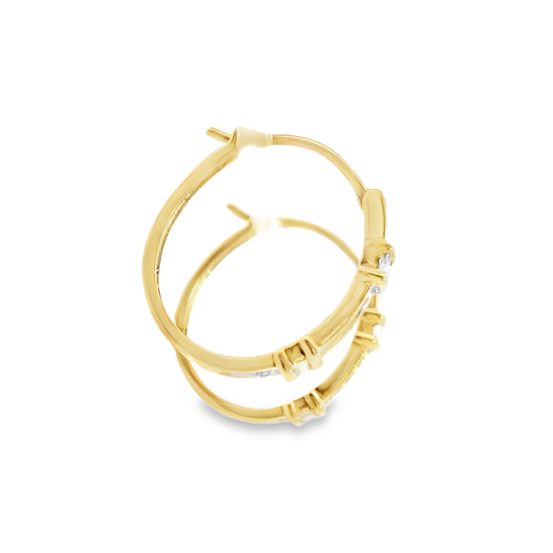 14K YG Diamond Hoop Earrings
