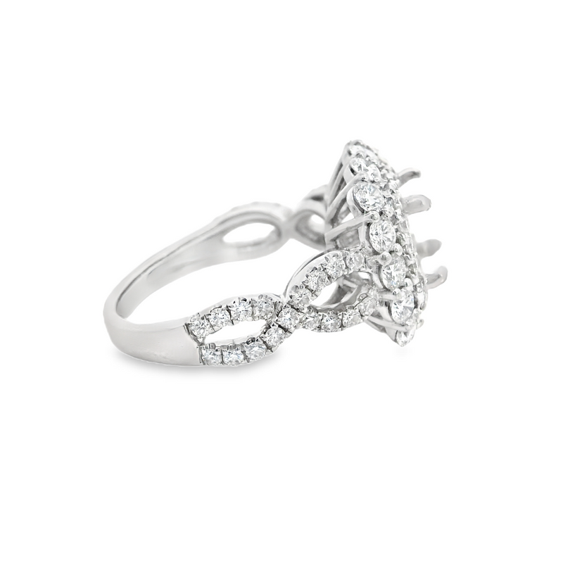 14K TT Diamond Semi Mount Ring