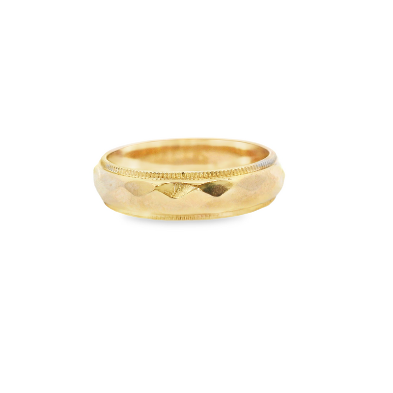 14K YG Diamond Cut Band