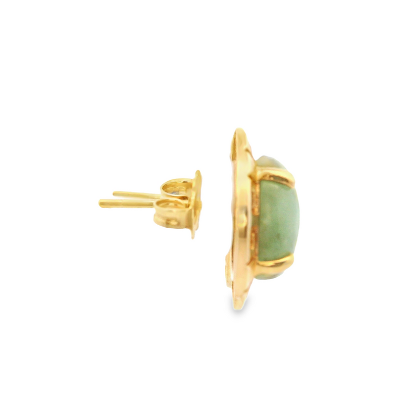14K YG Jade Stud Earrings