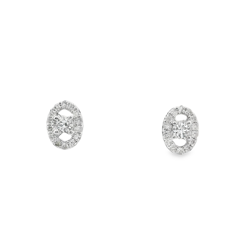 10K WG Oval Diamond Stud Earrings