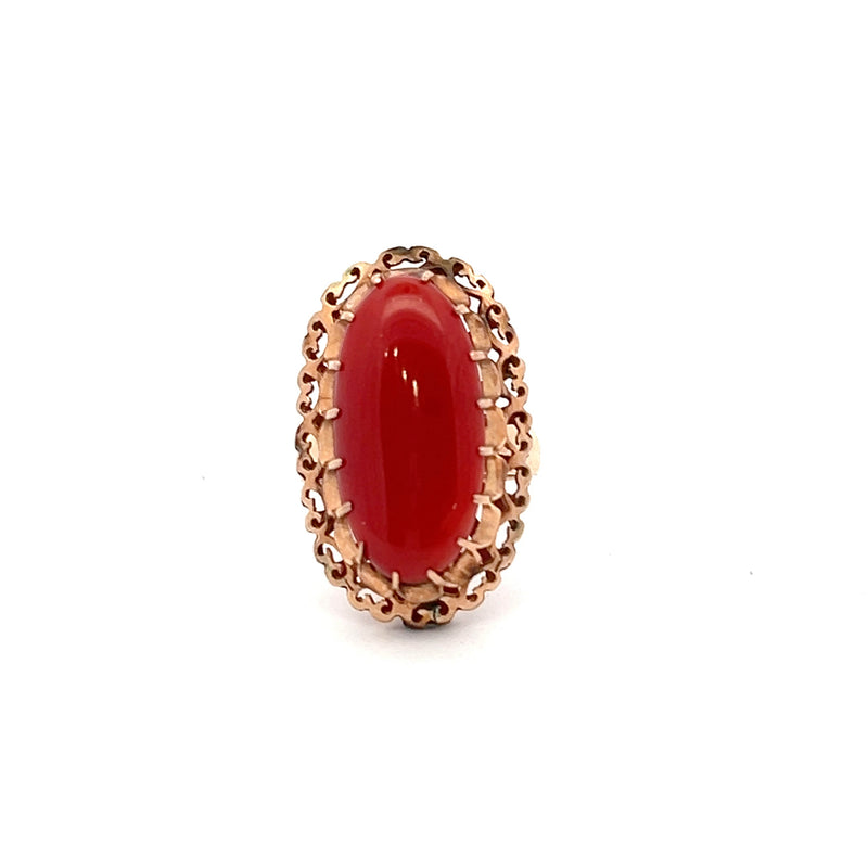 14K YG Coral Ring