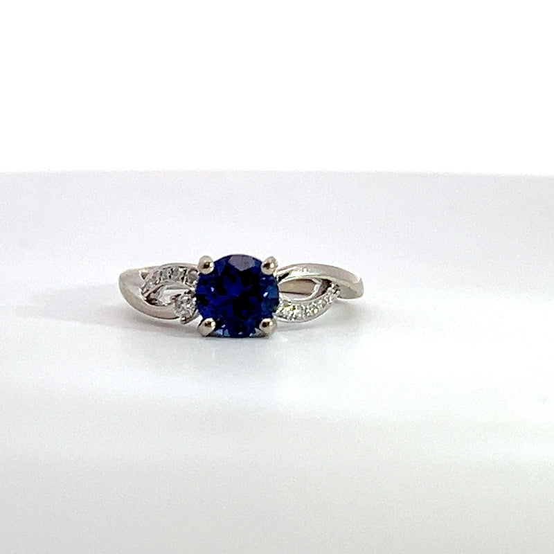 14K WG Sapphire & Diamond Ring