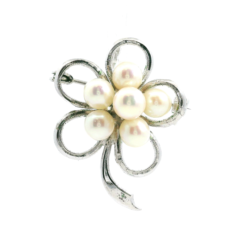 Sterling Silver Pearl Flower Pendant / Pin